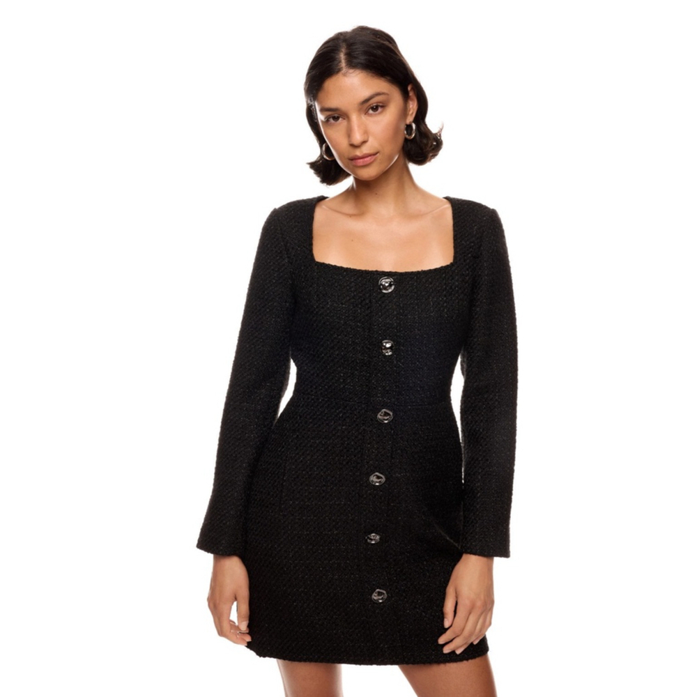 Jason Wu x RTR Black Tweed Mini Dress Size 6/8 Long Sleeve Structured Fall Class